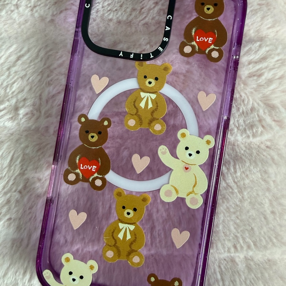 Purple Teddy Bear Phone Case for iPhone 16 pro max